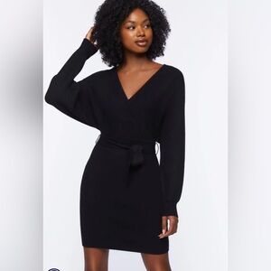 Forever 21 Black Long Sleeve Wrap Dress